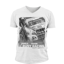 Triko BUSY RACING TRUCK Vneck bílé - pánské